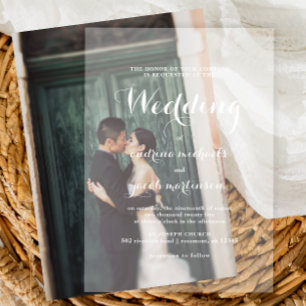 Elegante Kalligrafie-Schrift Klassische Hochzeit Acryleinladungen