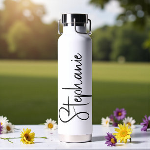 Elegante Kalligrafie-Schrift personalisierter Name Trinkflasche