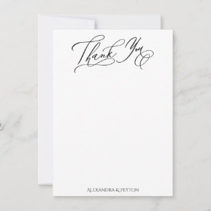Elegante Kalligrafie Schwarz & Weiß Dankeskarte