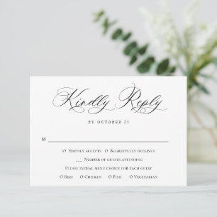 Elegante Kalligrafie Schwarz-weiße Minimalistische RSVP Karte