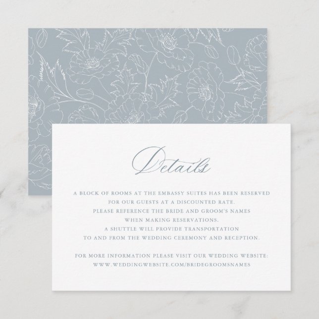Elegante Kalligrafie Script-Hochzeitdetails Beilag Einladung (Vorne/Hinten)