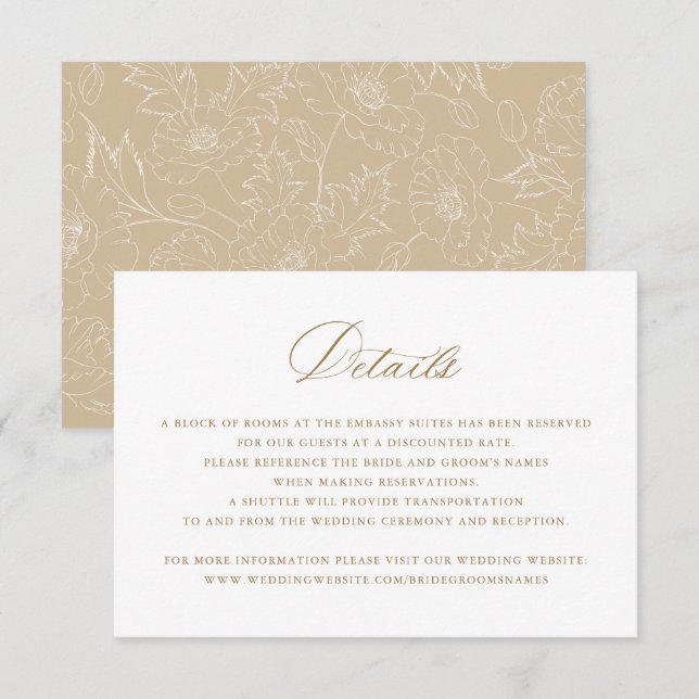 Elegante Kalligrafie Script-Hochzeitdetails Beilag Einladung (Vorne/Hinten)