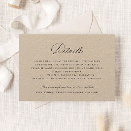 Elegante Kalligrafie Script-Hochzeitdetails Beilag Einladung