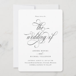 Elegante Kalligrafie Script Rounded Corner Wedding Einladung