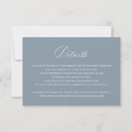 Elegante Kalligrafie Script Wedding Details Blau Einladung