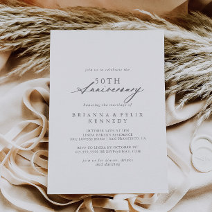 Elegante Kalligrafie Silberne Hochzeit zum 50. Jub Einladung