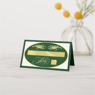 Elegante Kalligrafie - Smaragd/Gold Platzkarte