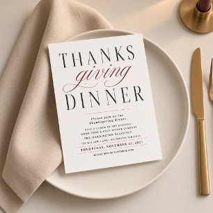 Elegante Kalligrafie Thanksgiving-Dinner Einladung