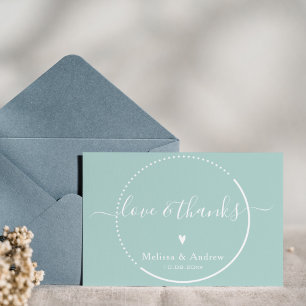 Elegante Kalligrafie - Türkise Hochzeits-Dankeskar Postkarte