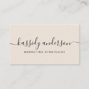 Elegante Kalligrafie-Typologe-Schriftzug in Creme Visitenkarte