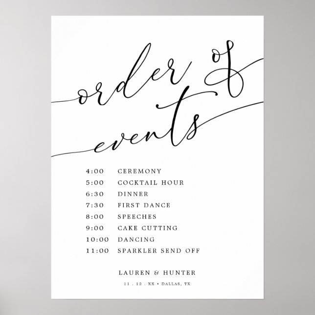 Elegante Kalligrafie - Veranstaltungsorden Poster (Vorne)