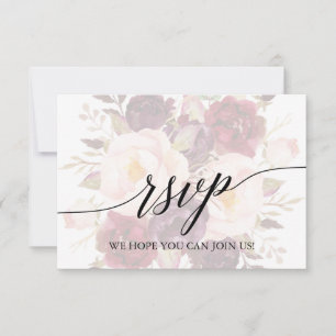 Elegante Kalligrafie Verblasste Florale Website RS RSVP Karte
