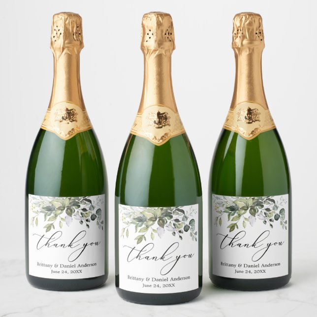 Elegante Kalligrafie Wasserfarbenwelt Hochzeit (Flaschen)