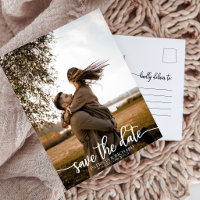 Elegante Kalligrafie Wedding Save the Date Foto