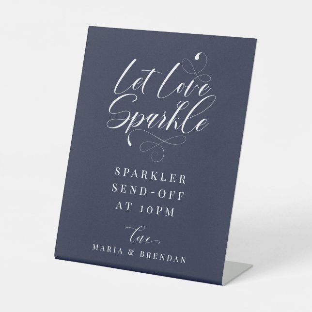 Elegante Kalligrafie Wedding Sparkler Send-off Ped Sockelschild (Vorderseite)