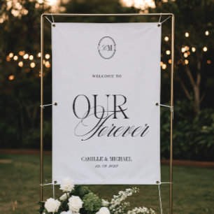 Elegante Kalligrafie Willkommen bei unserer Hochze Banner