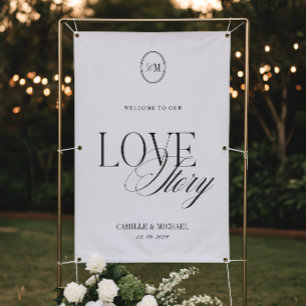 Elegante Kalligrafie Willkommen bei unserer Hochze Banner