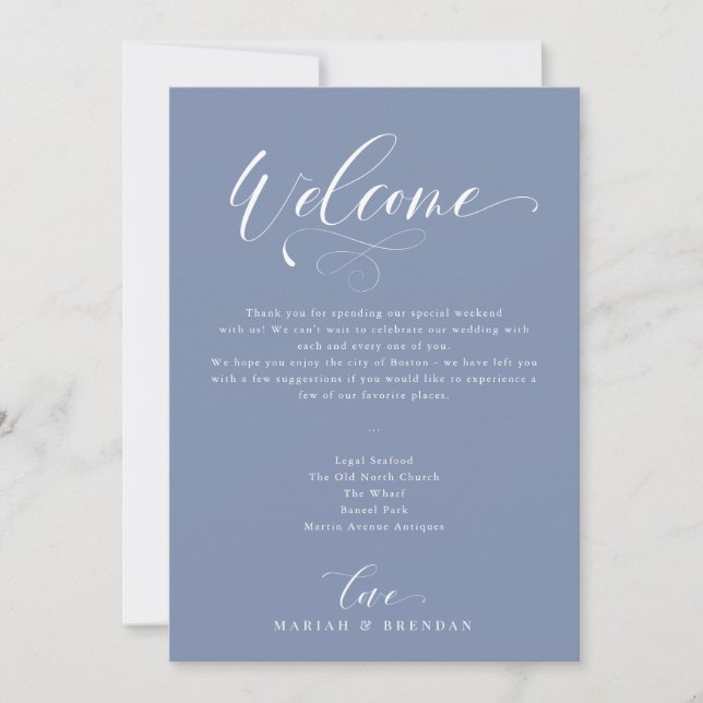 Elegante Kalligrafie Willkommen Hochzeitreise Invi Einladung (Vorderseite)