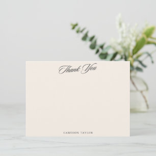 Elegante Kalligrafieschrift Name Elfenbein Creme S Dankeskarte