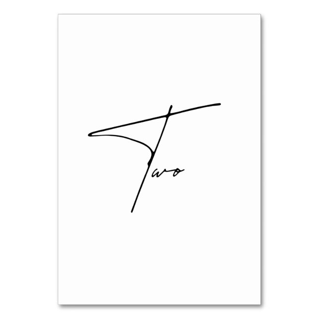 Elegante kalligrafische Hochzeitstil-Tischnummer 2 Tischnummer (Vorderseite)