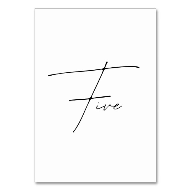 Elegante kalligrafische Hochzeitstil-Tischnummer 5 Tischnummer (Vorderseite)