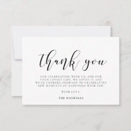 Elegante Kalligraphie Babydusche Dankeskarte