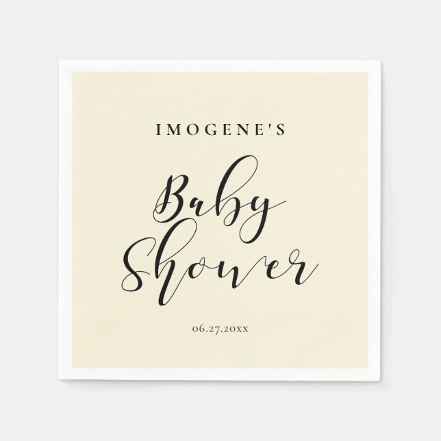 Elegante Kalligraphie Babydusche Serviette (Vorderseite)