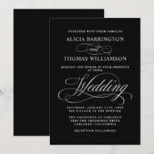 Elegante Kalligraphie Black and Silver Wedding