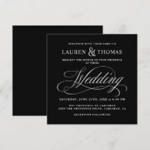 Elegante Kalligraphie Black and Silver Wedding