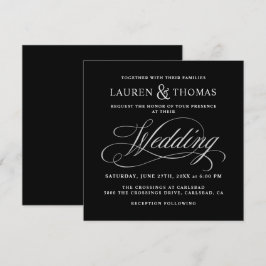 Elegante Kalligraphie Black and Silver Wedding Einladung