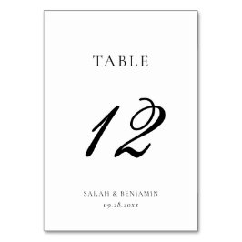Elegante Kalligraphie Black & White Luxury Wedding Tischnummer