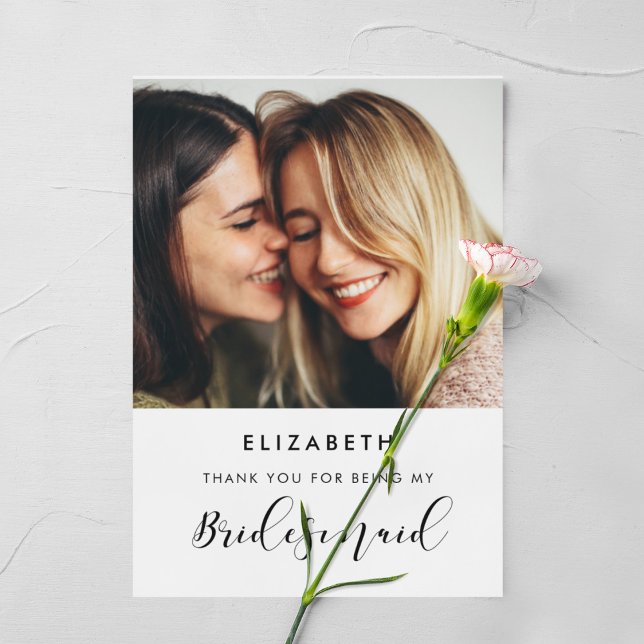 Elegante Kalligraphie Bridesmaid Dankeschön-Karte Einladung (Von Creator hochgeladen)