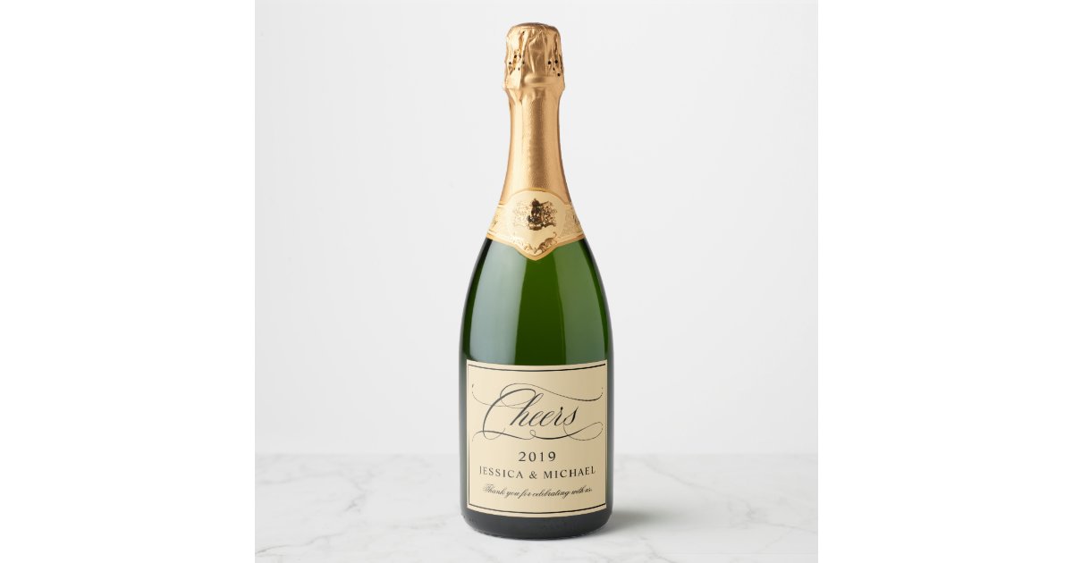 Elegante Kalligraphie Die Champagne Wedding Ist Champagneretikett Zazzle Ch