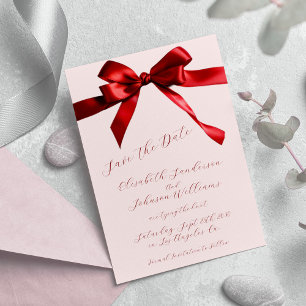 Elegante Kalligraphie Drehbuch Rot-Bogen-Rosa Hoch Save The Date