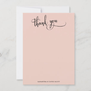 Elegante Kalligraphie einfache Rosa Danke
