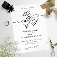 Elegante Kalligraphie Einladung zur Hochzeit