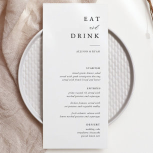 Elegante Kalligraphie Essen und Trinken Hochzeitsm Menükarte