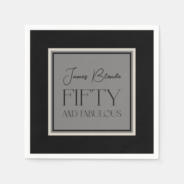 Elegante Kalligraphie Fifty & Fabulous Unisex Serviette (Vorderseite)
