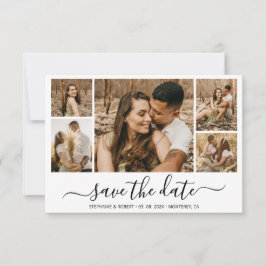 Elegante Kalligraphie FotoCollage Save the Date