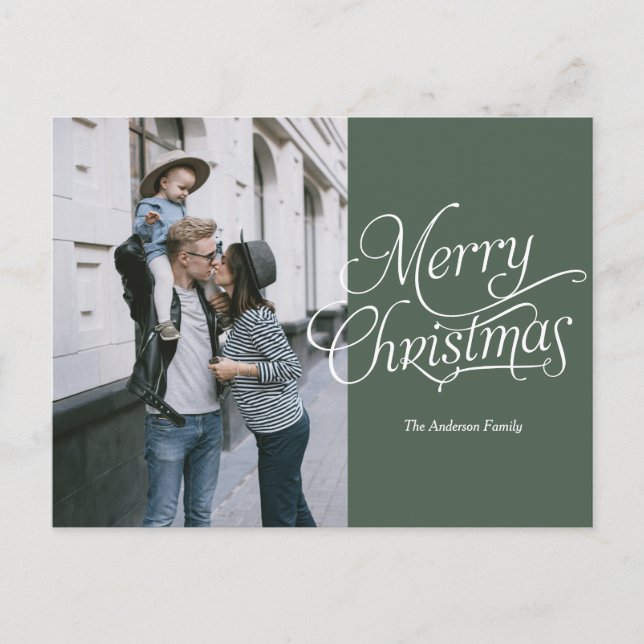 Elegante Kalligraphie Frohe Weihnachtsfeiertage Fo Postkarte (Vorderseite)