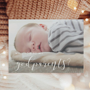 Elegante Kalligraphie Godelternkarte Einladung