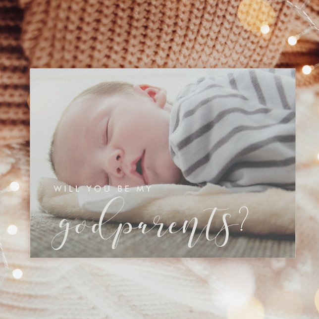 Elegante Kalligraphie Godelternkarte Einladung (Von Creator hochgeladen)