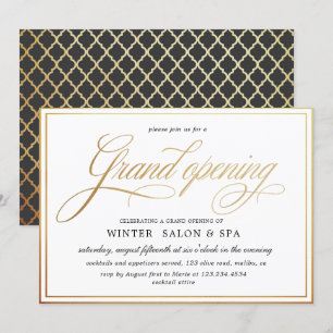 elegante Kalligraphie Gold Grand Opening Einladung