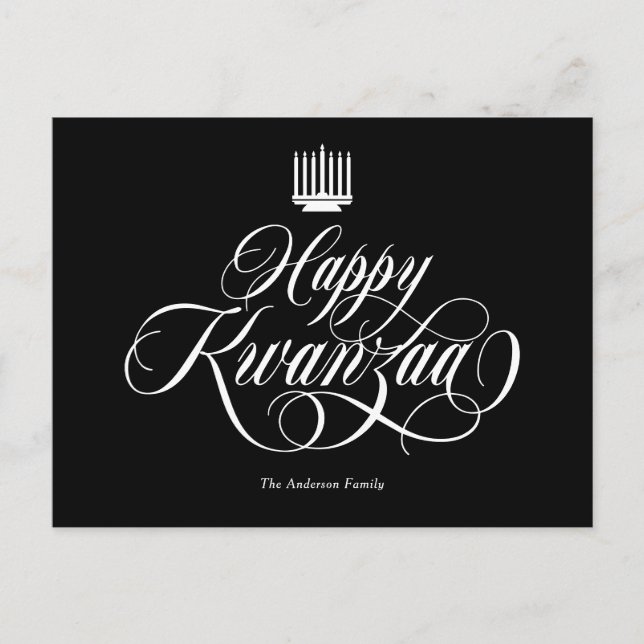 Elegante Kalligraphie Happy Kwanzaa Postkarte (Vorderseite)