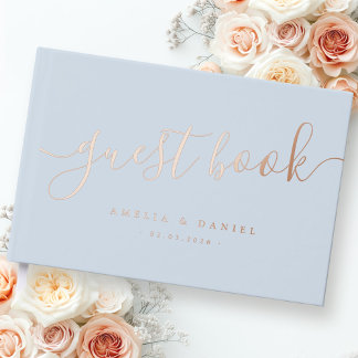 Elegante Kalligraphie Hochzeit echter Folie staubi Gästebuch