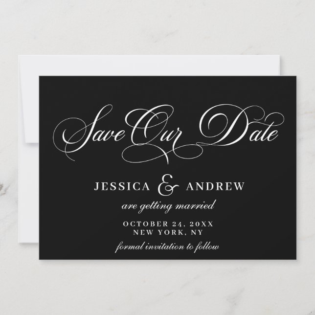 Elegante Kalligraphie Hochzeit einfach Save the Da Save The Date (Vorderseite)