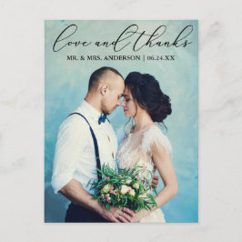 Elegante Kalligraphie Hochzeit Liebe Dank Foto Postkarte