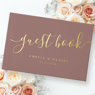 Elegante Kalligraphie Hochzeitfolie Gästebuch