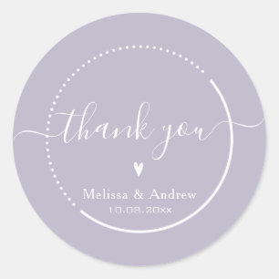 Elegante Kalligraphie - Lavender Wedding Vielen Da Runder Aufkleber