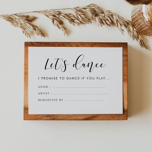 Elegante Kalligraphie Let's dance song request Begleitkarte (Von Creator hochgeladen)